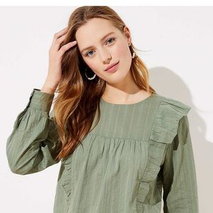 Loft RUFFLE CROPPED BLOUSE NWT